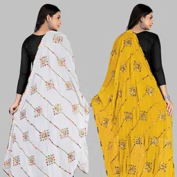 Kemza Selection Of 2 Embroidered Mirror Work Chiffon Dupatta image 4