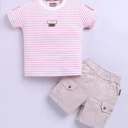 KIDZELLO Boys Striped Pure Cotton T-Shirt With Shorts-picture-24