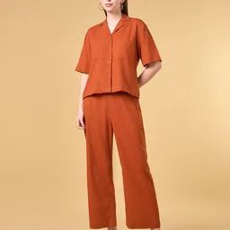 COTTONS DAILY Shirt Collar Pure Cotton Shirt With Trousers Co-Ords-picture-18