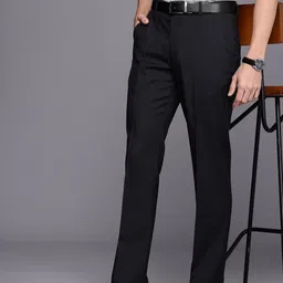 Louis Philippe Men Slim Fit Solid Formal Trousers image 1