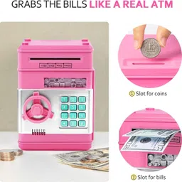 tazomi Piggy Bank for Kids Electronic ATM Money Bank with Password & Finger Sensor Lock Coin Bank image 5