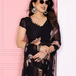 Ambuja International Floral Printed Pure Georgette Saree image 2