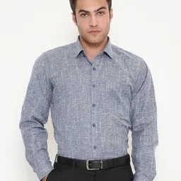 Maharaja Men India Slim Fit Textured Spread Collar Formal Shirt-picture-33