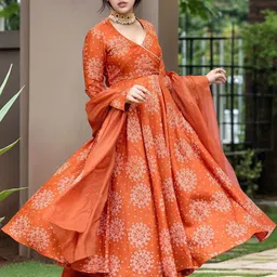 SZN Women Ethnic Motifs Printed Angrakha Kurta with Trousers & With Dupatta-picture-38