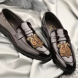 DODA Patent Leather Printed Formal Loafers-picture-26