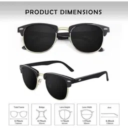 Being Better Unisex Black Lens & Black Rectangle Sunglasses with image 3