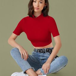 Dream Beauty Fashion Women Solid High Neck Regular Crop Top-picture-11