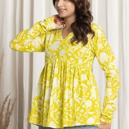 SANGAKURTI Floral Print Cotton Peplum Top image 2
