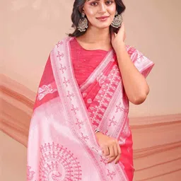 HERE&NOW Ethnic Motifs Linen Blend Saree image 4