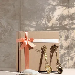 Eyaas 3 Pieces Gold Toned Textured Havan Spoon With Camphor-picture-38