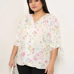 Honey Curvytude by Pantaloons Print Mandarin Collar three-quarter Top-picture-21