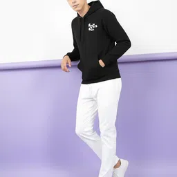 MINISTRY OF FRIENDS Men Typography Printed Hooded Pullover Sweatshirt image 3