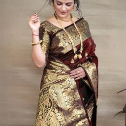 HERE&NOW Woven Design Zari Pure Silk Saree image 2