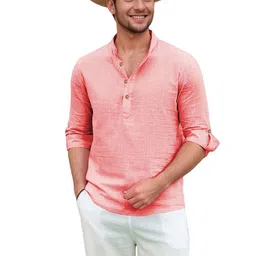 BHUVIKOO Band Collar Roll-Up Sleeves Short Kurta-picture-16