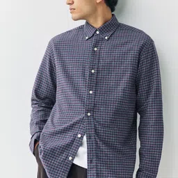 NEXT Pure Cotton Button-Down Collar Checked Casual Shirt-picture-31