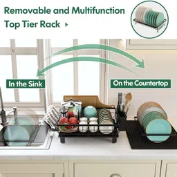 3d metro super store 2 Tier Dish Drainer Rack with Glass Holder Dish Rack for Kitchen Kitchen Tool Set image 4