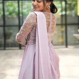 Fiorebymalar Women Embellished Gathered or Pleated Drape Ethnic Dress With Dupatta & Belt image 5