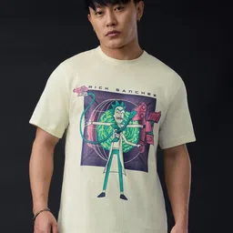 The Souled Store Men Rick & Morty Printed Round Neck Pure Cotton Relaxed Fit T-shirt-image-75