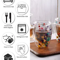 Aura Transparent & Purple Printed Glass Glossy Mugs Set of Cups and Mugs image 4