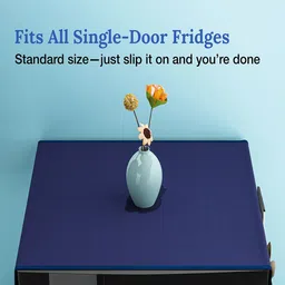 Kuber Industries Blue Printed 6 Utility Pockets Waterproof Refrigerator Cover image 3