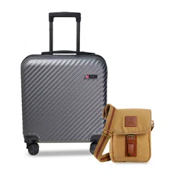 SWISS MILITARY Set Of 2 Textured Hard-Sided Cabin Luggage Trolley & Sling Bag-picture-42