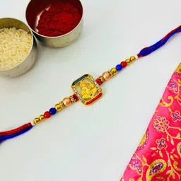 anouk Ganeshji Stone Studded & Beaded Thread Rakhi Traditional Handmade Rakhi for Brother-picture-12