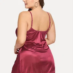phalin Solid Satin Adjustable Shoulder Babydoll Dress - (Size-Free) image 2