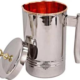 indianartvilla 2 L Steel, Copper, Brass Water Jug image 4