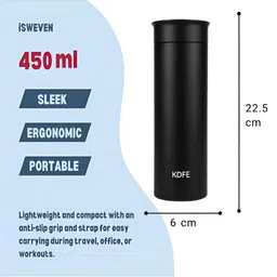 iSWEVEN Black Single Stainless Steel Solid Double Wall Vacuum Water Bottle-picture-20