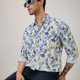SPYKAR Men Slim Fit Abstract Printed Spread Collar Casual Shirt image 2