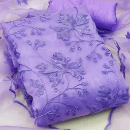 Peachmode Lavender Embroidered Unstitched Dress Material-image-0