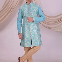 Desibutik Embroidered Mandarin Collar Sherwani image 3