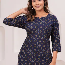 CORSICA Printed Pure Cotton Round Neck Tunic With Trousers Co-Ords image 4