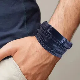 P. R. PRINTS Unisex Set Of 4 Leather Wraparound Bracelet image 3