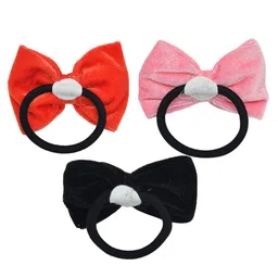 FUNKRAFTS Girls Black & Orange Set of 3 Ponytail Holders image 2