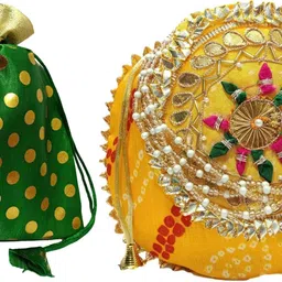 athizay Girls Green, Yellow, Gold Potli-picture-30