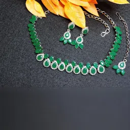 VATSALYA creation Rhodium-Plated Artificial Stones Alloy Jewellery Set image 1