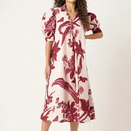 AUTUMN LANE Purna Mulberry Printed Cotton A-Line Dress-picture-17