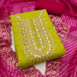 SWARNGANGA TEX Embroidered Gotta Patti Unstitched Dress Material-image-86