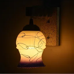 1ST TIME Blue & White Textured Wood Contemporary Wall Lamp image 4