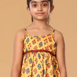 The Mini Trunk Girls Ethnic Motifs Print Angrakha A-Line Kurti with Trousers image 4