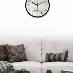 RANDOM Black & Grey Printed Contemporary Analogue Round Wall Clock image 3