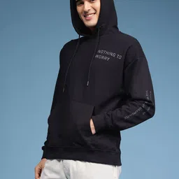 HERE&NOW Typography Printed Pure Cotton Hooded Sweatshirt image 5