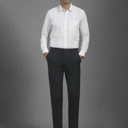 Louis Philippe Men Checked Slim Fit Trousers image 5