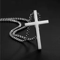 viansh Christian Jesus Cross Pendant with Chain for Men/Boy Titanium Stainless Steel Pendant image 3