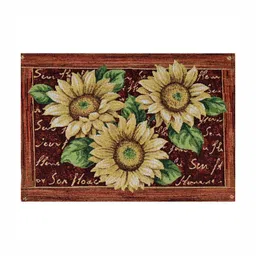 PRAKARTIK 6-Pcs Orange & Red Cotton Floral Printed Rectangle Table Placemats image 3