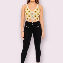 empracee Women Comfort Fit Black Cotton Blend Trousers-picture-12