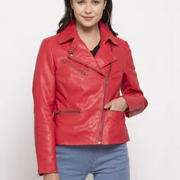 COOL EQUAL Women Leather Lightweight Biker Jacket-picture-19