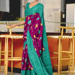 KALINI Colourblocked Designer Block Print Saree-picture-17
