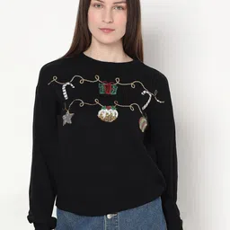 Vero Moda Women Embroidered Round Neck Long Sleeves Pullover Sweaters-picture-11